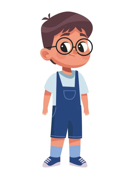 Little Boy Wearing Glasses Character — Stock Vector