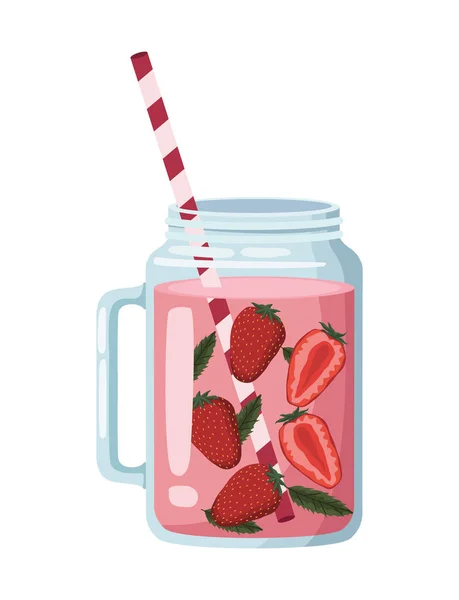 Refresh Strawberry Drink Ice Icon — стоковый вектор