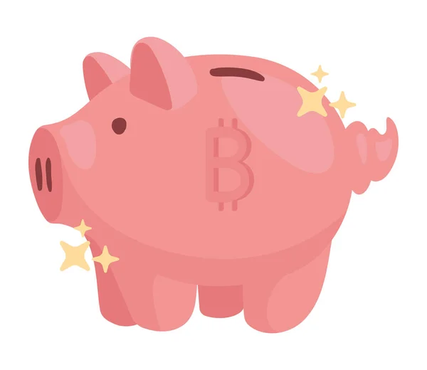 Sparschwein Der Bitcoin Ikone — Stockvektor