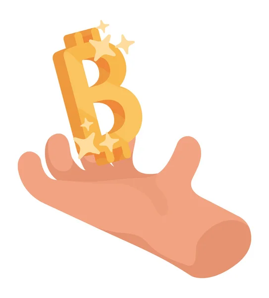 Bitcoin Symbole Dans Icône Main — Image vectorielle