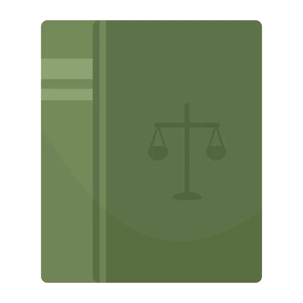 Libro Diritto Verde Giustizia Isolato Icona — Vettoriale Stock