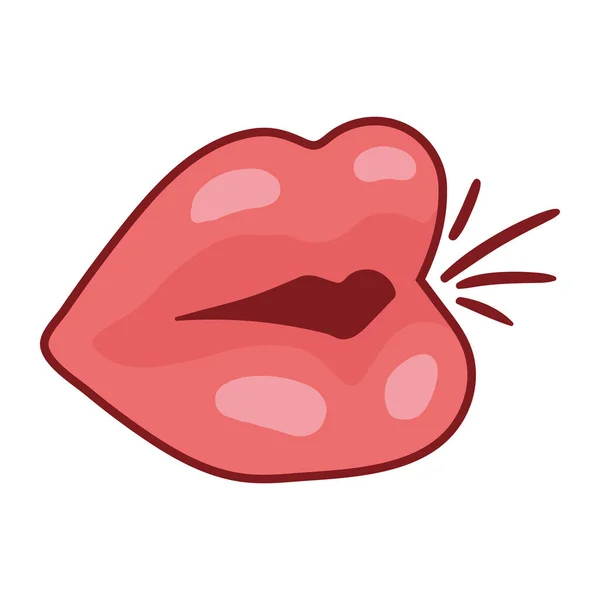 Рот Поцілунки Наклейка Ретро Стиль — стоковий вектор