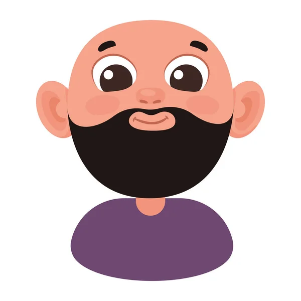 Young Bearded Man Portrait Character — Stock Vector