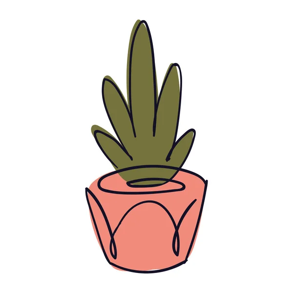 鉢物線画の観葉植物 — ストックベクタ