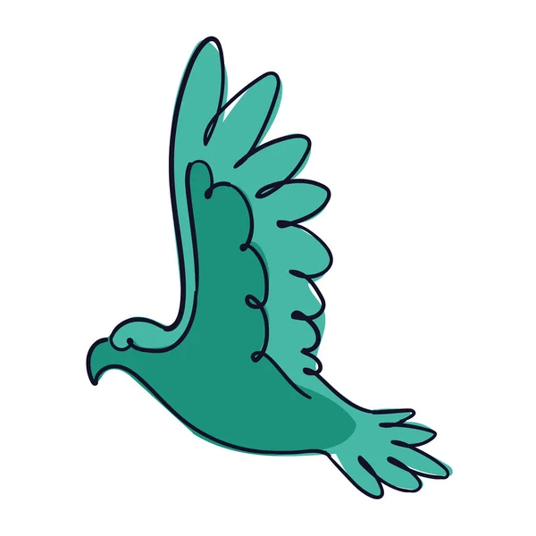 Grüne Adlervogel Fliegende Linie Zeichnung — Stockvektor