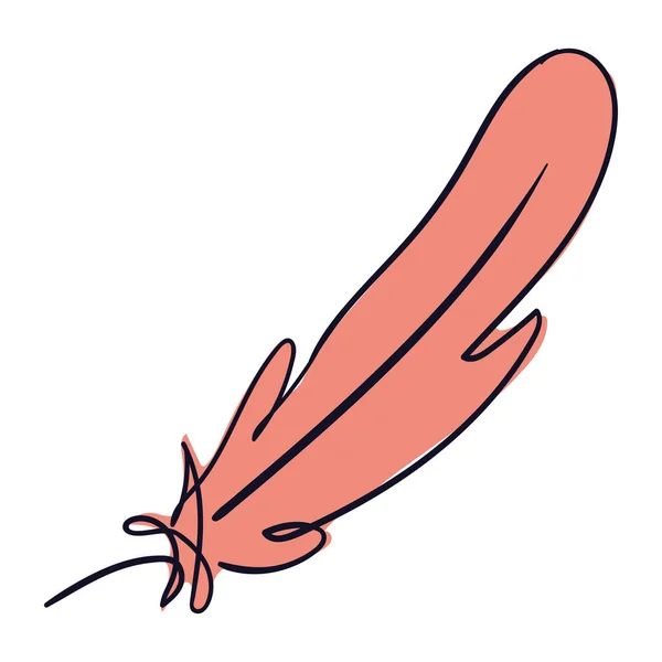 Zeichnung Einer Rosa Vogelfeder — Stockvektor