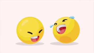 Mutlu emojiler gülümseyen karakterler animasyonu, 4k video animasyonu