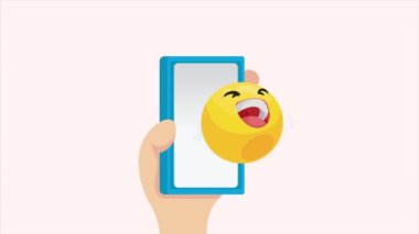 Mutlu emoji akıllı telefon animasyonu, 4k video animasyonu