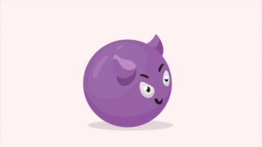 şeytan mor emoji karakter animasyonu, 4k video animasyonu