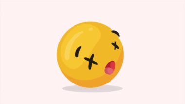 üzgün emoji karakteri klasik animasyon, 4k video animasyonu