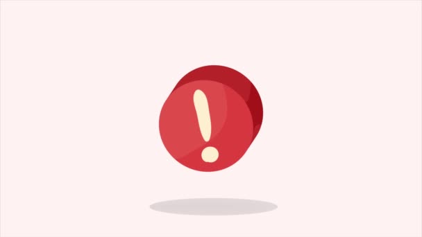 Símbolo Alerta Animação Botão Vídeo Animado — Vídeo de Stock