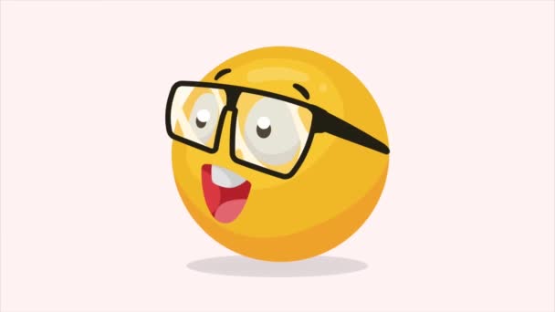 Emoji Met Bril Karakter Animatie Video Geanimeerd — Stockvideo