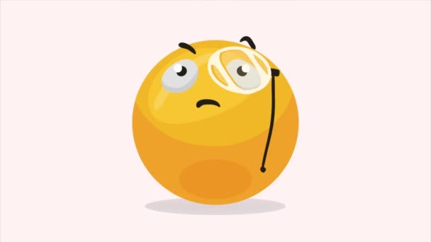 Emoji Φορώντας Monocular Animation Χαρακτήρα Βίντεο Κινουμένων Σχεδίων — Αρχείο Βίντεο
