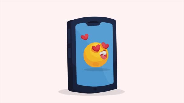 Amor Emoji Animación Teléfonos Inteligentes Video Animado — Vídeos de Stock