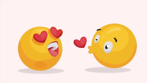Twee Emoji Personages Klassieke Animatie Video Geanimeerd — Stockvideo