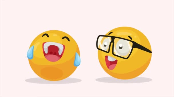 Twee Emoji Personages Klassieke Animatie Video Geanimeerd — Stockvideo