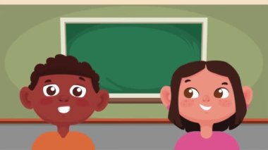 Afro ve Asyalı çift karakterler, 4k video animasyonu