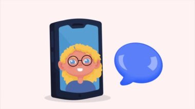 Sarışın kadın animasyonlu akıllı telefon aygıtı, 4k video animasyonu