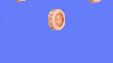 Bozuk para dolar finansal animasyon, 4k video animasyonu