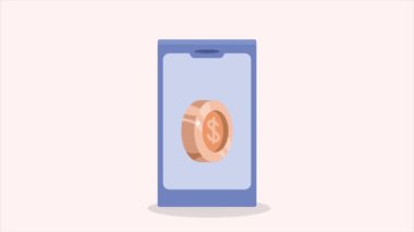 Para parasıyla akıllı telefon, 4k video animasyonu