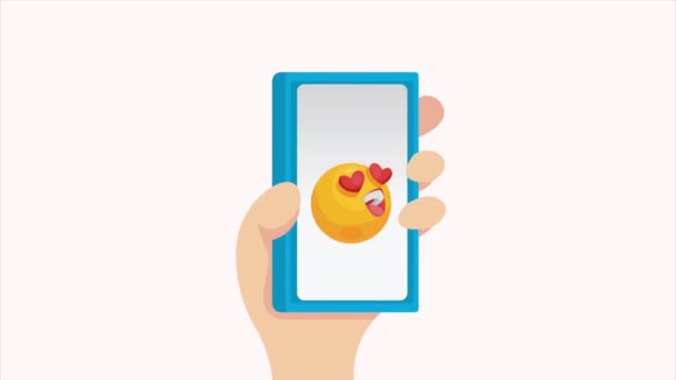 Verliefd Emoji Smartphone Animatie Video Geanimeerd — Stockvideo