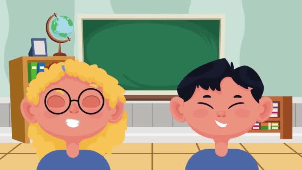 Blond Asiatique Couple Dans Salle Classe Vidéo Animé — Video