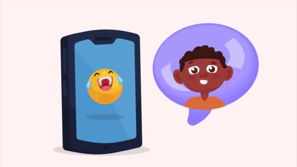 Smartphone Emoji Και Άνθρωπος Βίντεο Κινούμενα — Αρχείο Βίντεο
