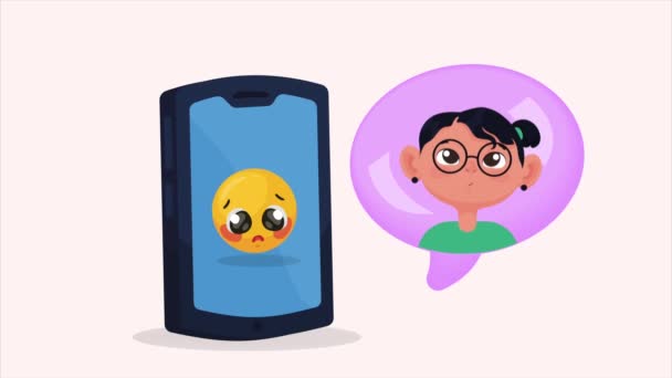 Smartphone Emoji Woman Video Animated — Stock Video