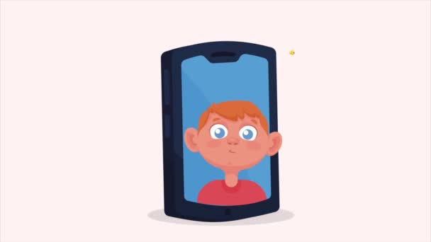 Smartphone Device Blond Man Animation Video Animated — Stock Video