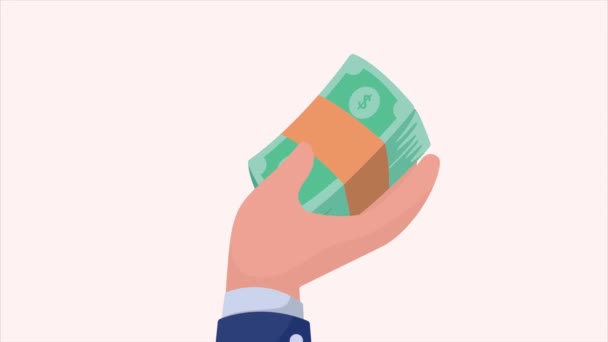 Contas Dinheiro Dólares Animação Financeira Vídeo Animado — Vídeo de Stock