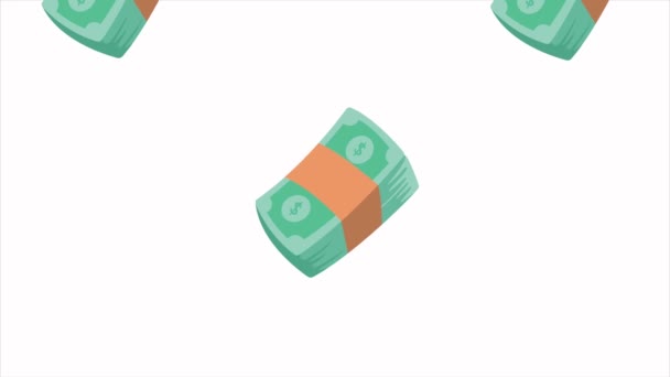 Λογαριασμούς Χρήματα Δολάρια Οικονομική Animation Βίντεο Κινούμενα Σχέδια — Αρχείο Βίντεο