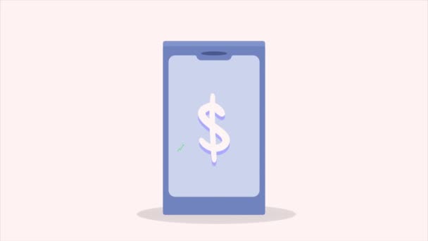 Símbolo Del Dólar Animación Teléfonos Inteligentes Video Animado — Vídeos de Stock