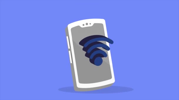 Wifi Signalanslutning Smartphone Video Animerad — Stockvideo