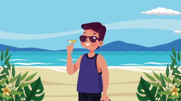 Mladý Muž Turistické Postavy Animace Video Animované — Stock video