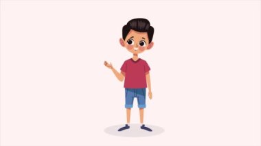 Küçük çocuk mutlu karakter, 4k video animasyonu