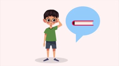 little student boy character animation ,4k video animated