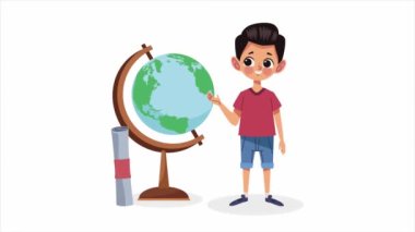 little student boy character animation ,4k video animated