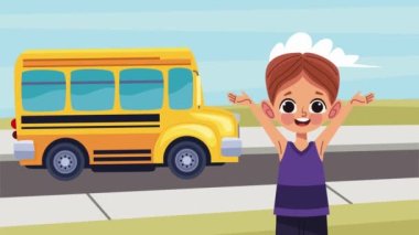 little student boy character animation ,4k video animated