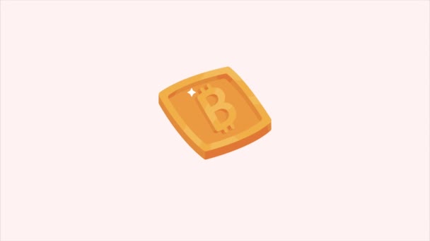 Carré Bitcoin Crypto Monnaie Animation Vidéo Animée — Video
