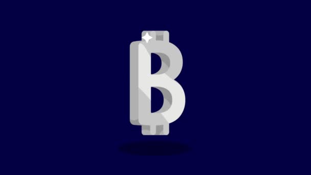 Bitcoin Argento Simbolo Crypto Animazione Video Animato — Video Stock