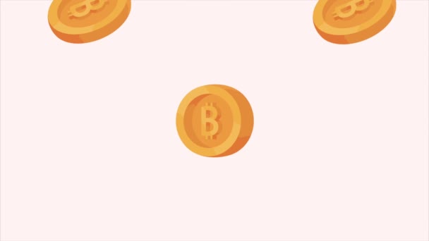Bitcoins Crypto Animación Patrón Moneda Video Animado — Vídeo de stock