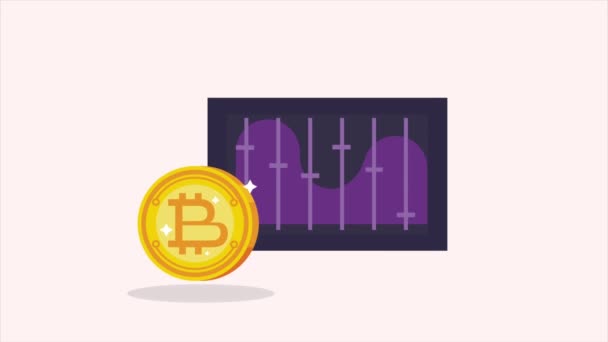 Bitcoin Crypto Monnaie Avec Animation Statistique Vidéo Animé — Video