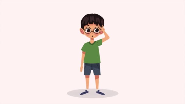 Menino Pequeno Personagem Feliz Vídeo Animado — Vídeo de Stock