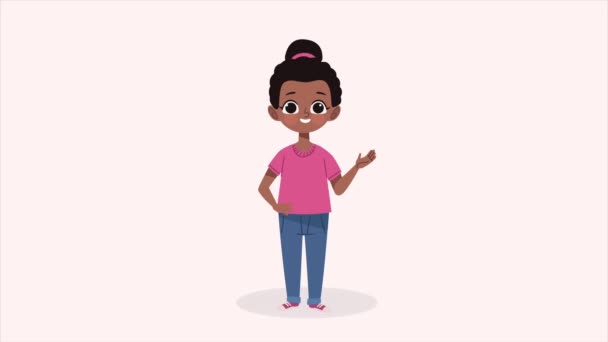 Petite Fille Afro Personnage Heureux Vidéo Animé — Video