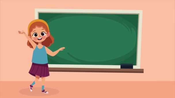 Little Student Girl Character Animation Video Animated — Stock video