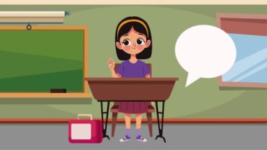 little student girl character animation ,4k video animated