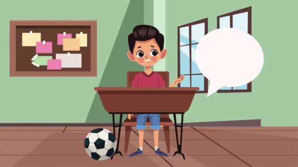 Маленький Студент Хлопчик Персонаж Анімація Відео Анімовані — стокове відео