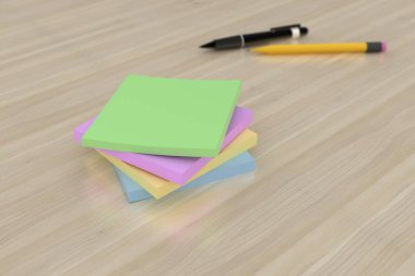 3 boyutlu görüntüleme: masadaki renkli etiketler