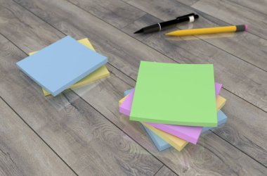 3 boyutlu görüntüleme: masadaki renkli etiketler