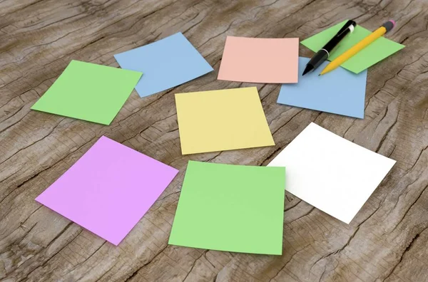 3 boyutlu görüntüleme: masadaki renkli etiketler